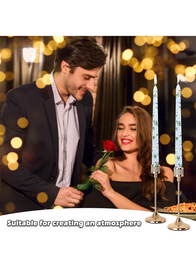 شموع عشاء مدببة مقاس 10 بوصات بنقوش مميزة، زينة حفلات، شموع طويلة غير معطرة لا تسيل، شموع عشاء للطاولة، عيد الحب، زينة شاي ما بعد الظهيرة في المنزل، زينة رمضان، عبوة من قطعتين (أزرق) - Image 3